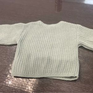 HM Knit sweater 2t mint green soft chenille yarn velvety ribbed long sleeve girl